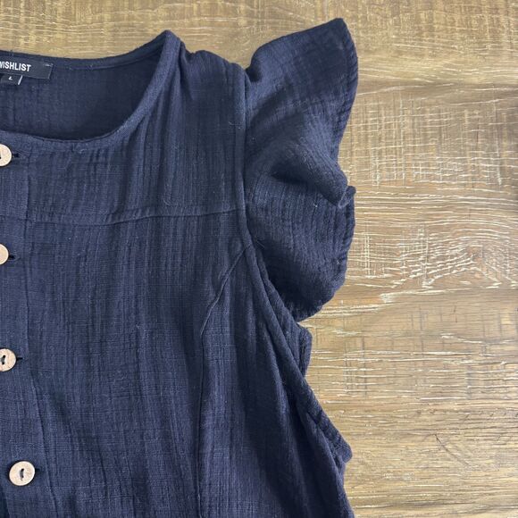 Wishlist cotton sleeveless button down jumpsuit black size large - Picture 7 of 9